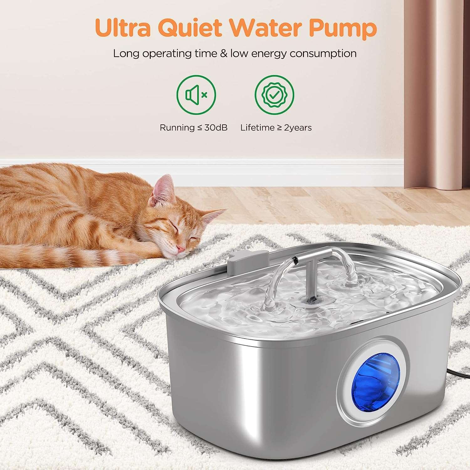 Stainless Steel Cat Water Fountain with Water Level Window – Rellaty